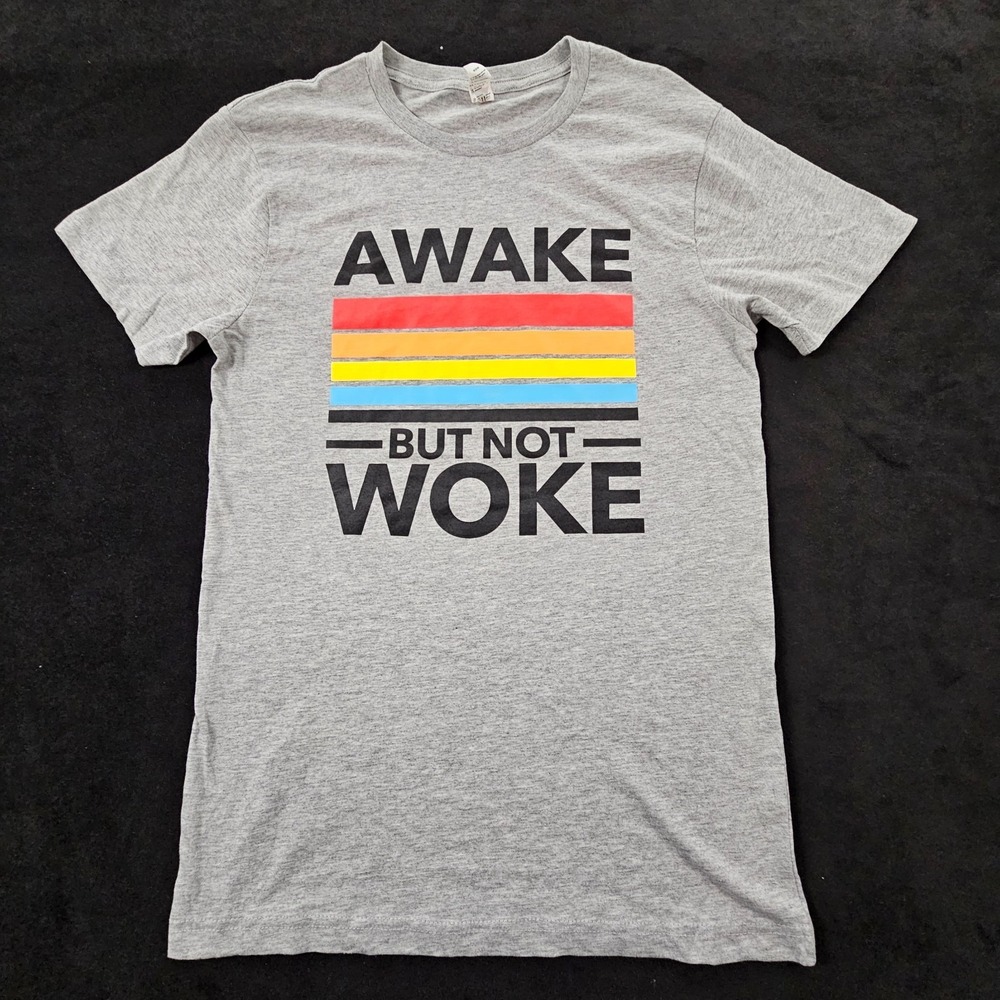 Awake But Not Woke Gray Short Sleeve Cotton Blend T-Shirt Men's S